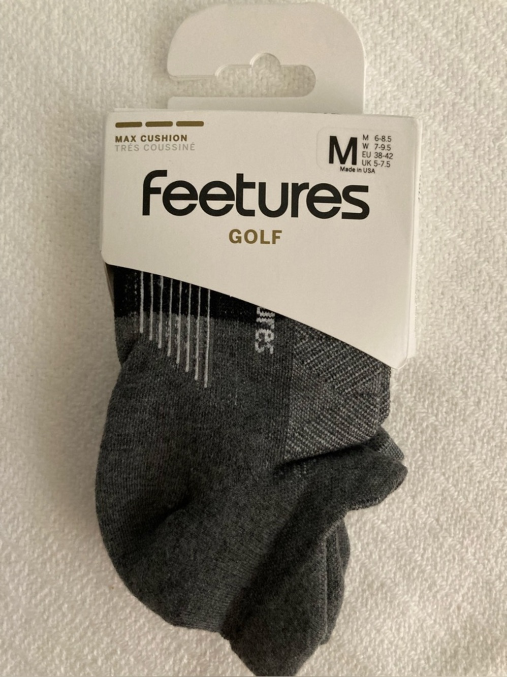 Feetures Golf Max Cushion Medium Socks No Blisters Gray iWick Fibers UNISEX New